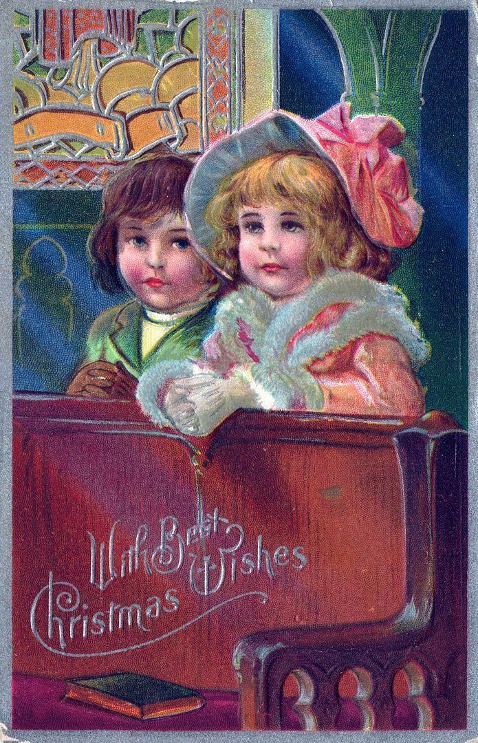 CHRISTMAS - Children In Church With Best Christmas Wishes Postcard - 1912