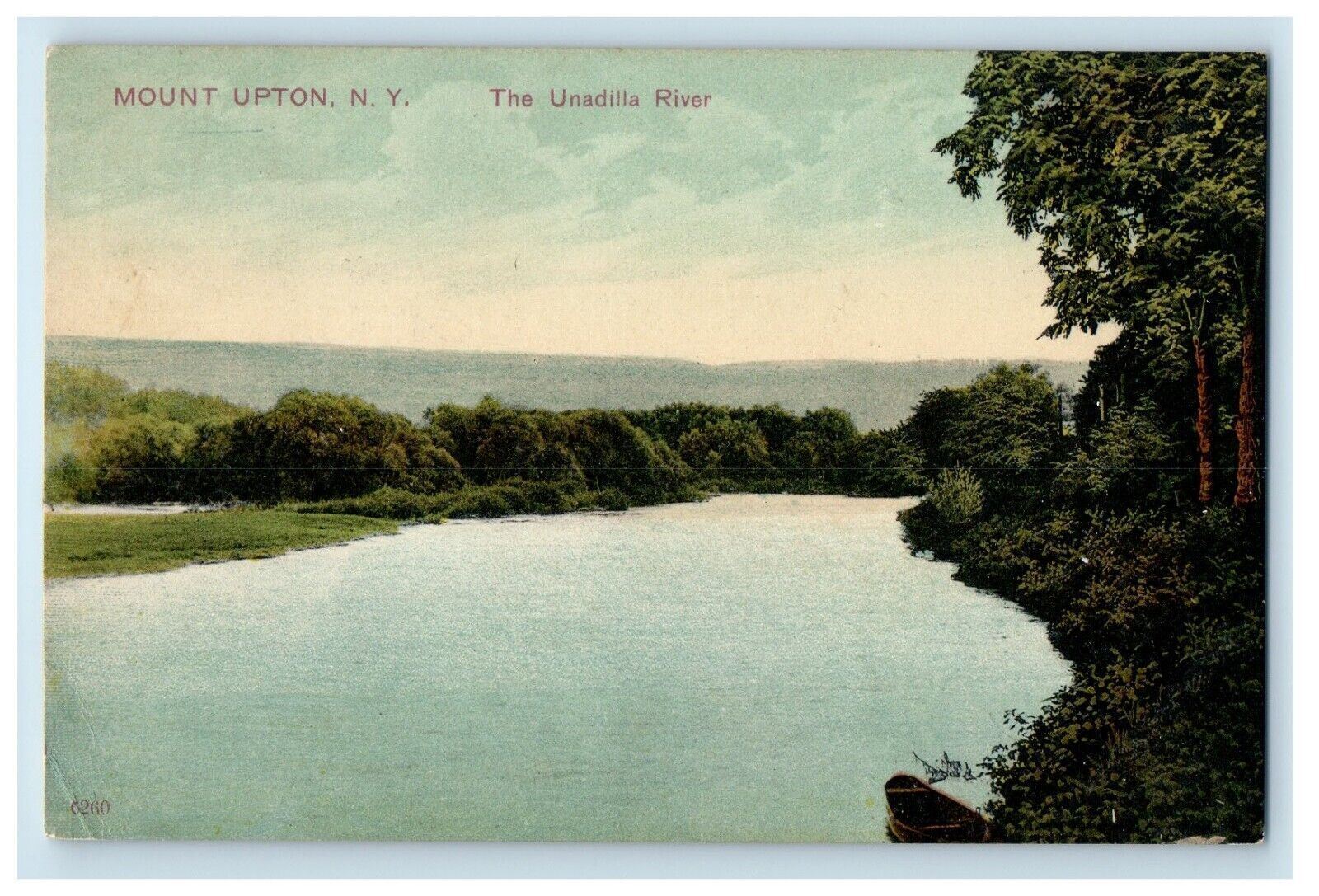1913 Mount Upton New York NY, The Unadilla River View Posted Antique Postcard