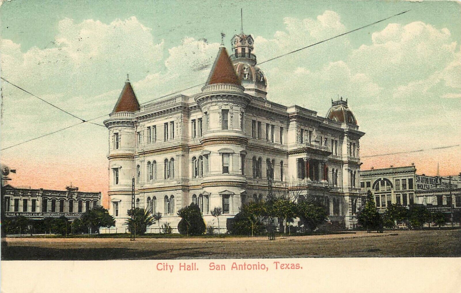 c1907 Chromolithograph Postcard; Old City Hall, San Antonio TX Posted