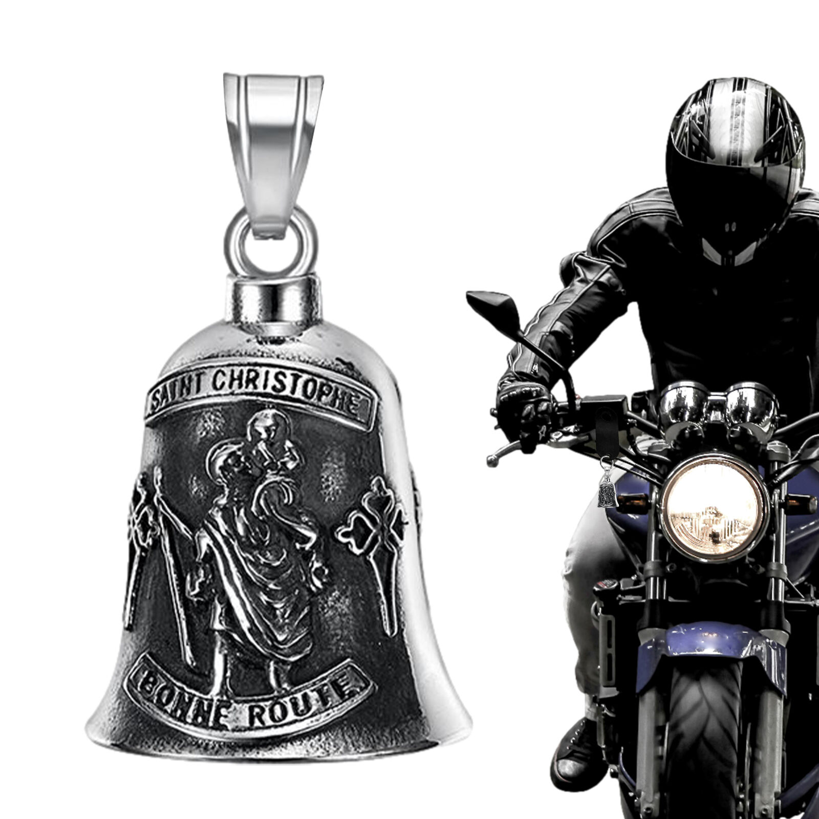 St. Christopher Guardian Bell Motorcycle Lucky Bell Stainless Steel Ride Bell