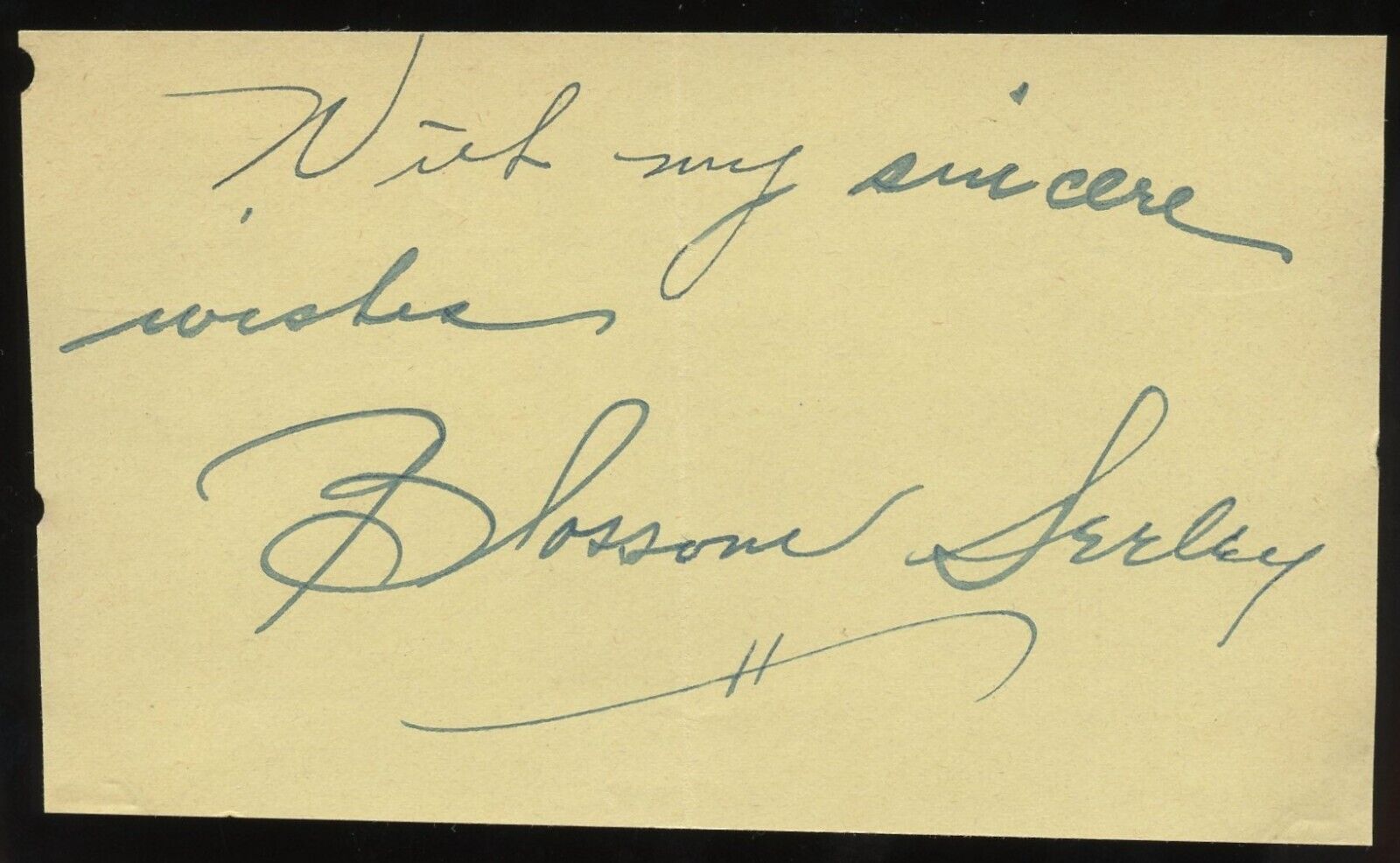 Blossom Seeley d1974 signed autograph 3x5 Cut Actress Singer Jazz Ragtime Music