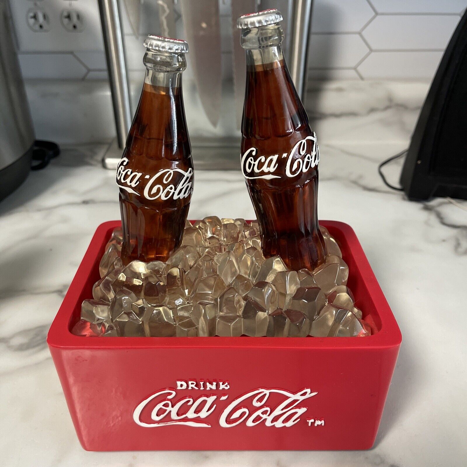 Vintage Coca Cola Light Up 2 Bottle Ice Cooler Water Fountain EUC Tested Working