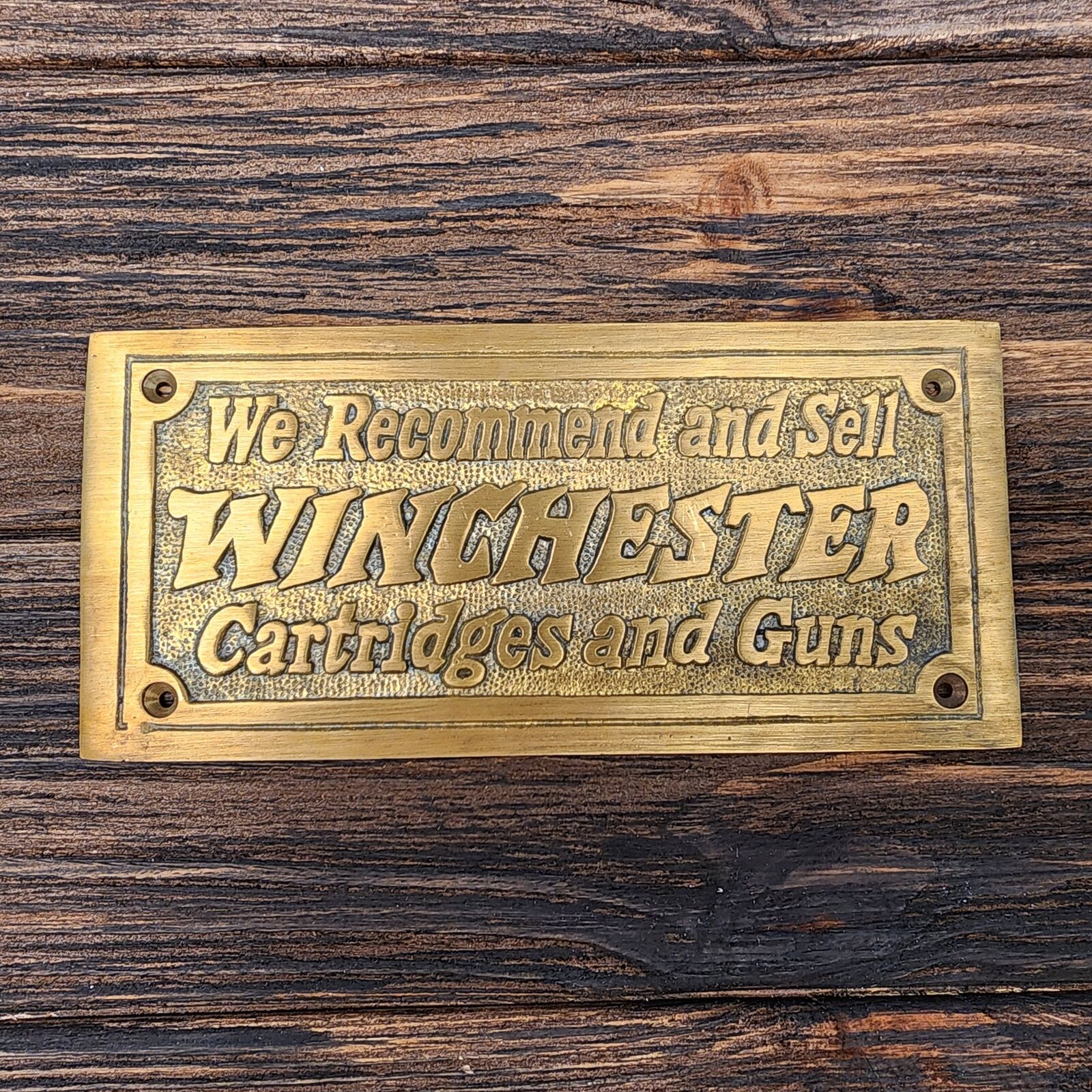 Winchester Cartridges And Guns Solid Brass Plaque With Antique Finish (5