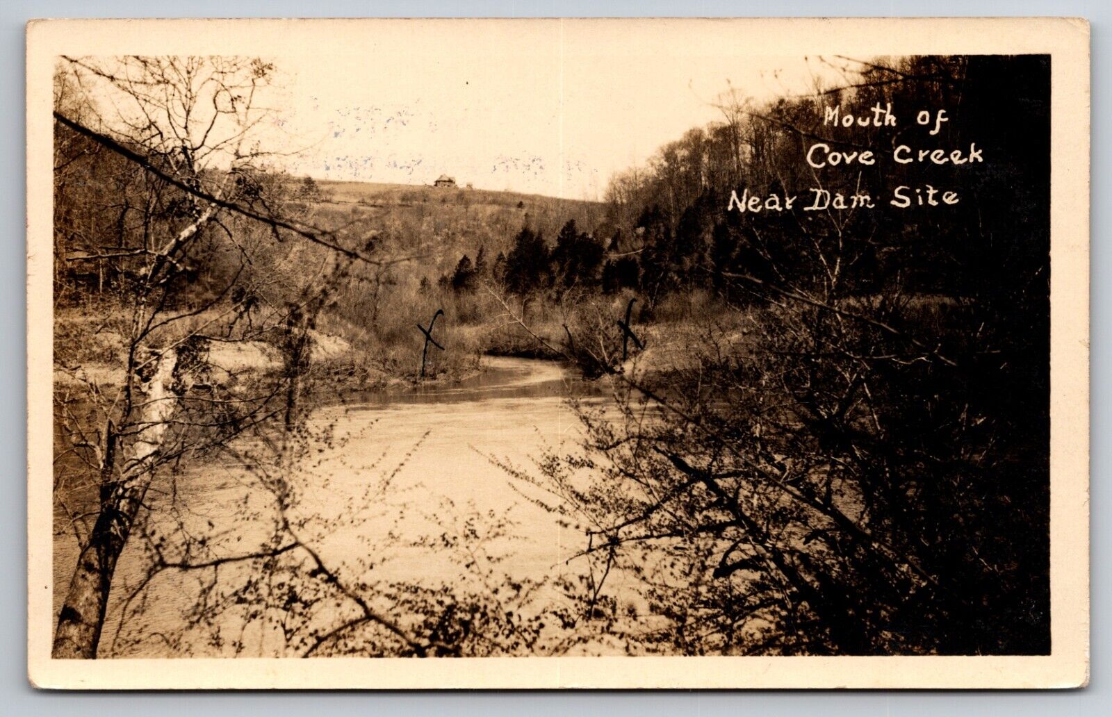 Cove Creek Dam Site Clinch River PM Clinton Tennessee c1930 Real Photo RPPC
