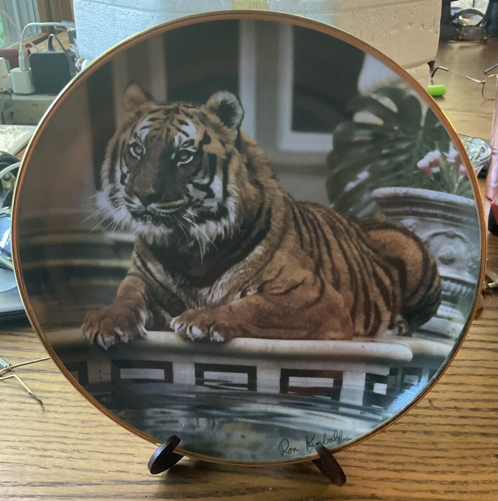 Franklin Mint Heirloom Collector Plate “ Reflective Tiger “ By Ron Kimball