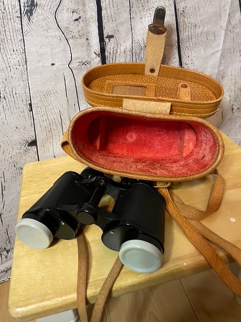 Vintage Puritan Binoculars in Leather Case - 8 x 30 - Made in Japan