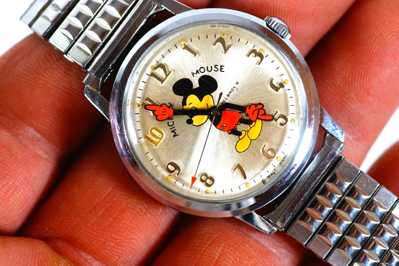 HELBROS Mickey Mouse Watch Vintage Swiss Lorsa P-72 Men's Walt Disney Wristwatch