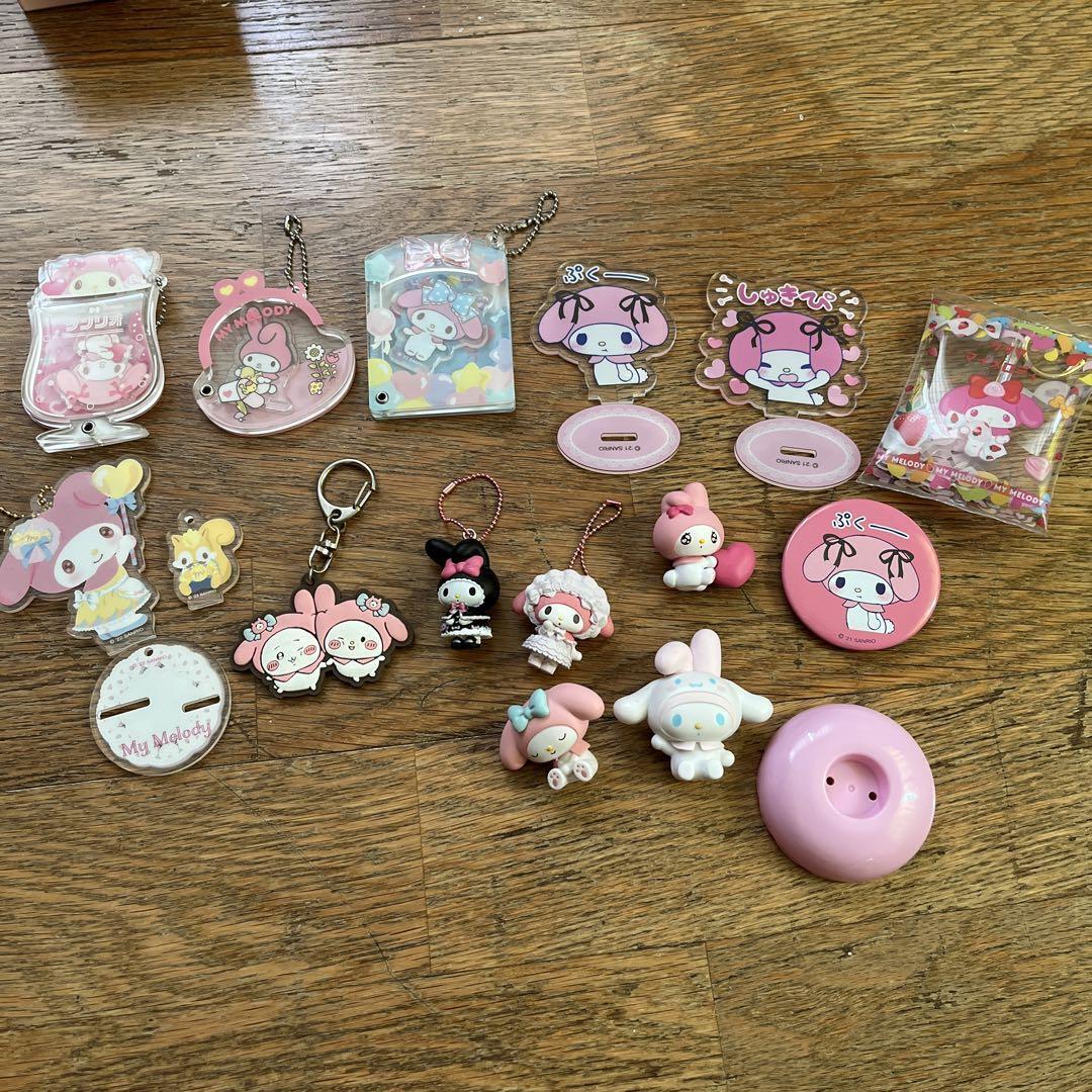 Sanrio Goods lot set 15 Tin badge My Melody Acrylic stand Keychain Mini figure  