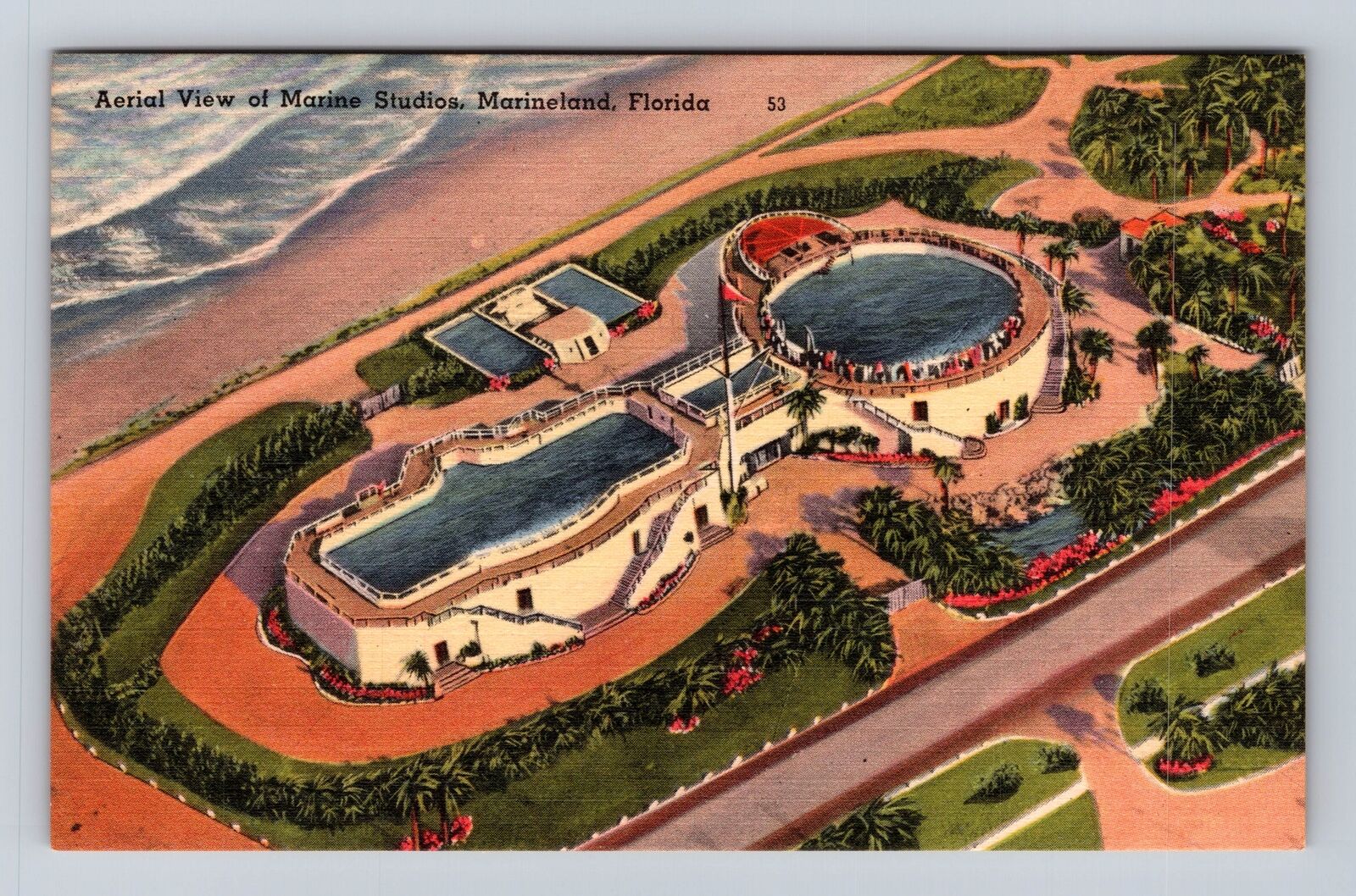 Marineland FL-Florida, Aerial Of Marine Studios, Antique, Vintage Card Postcard