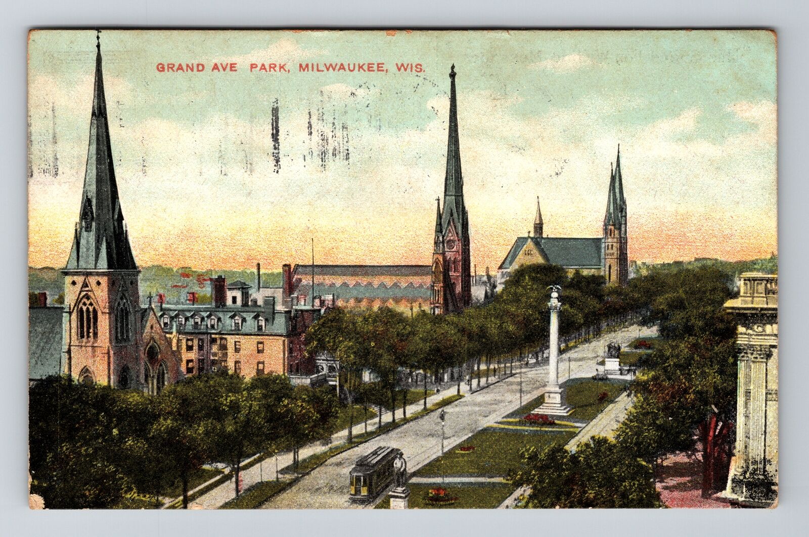 Milwaukee WI-Wisconsin, Grand Ave, Air View, Vintage Postcard