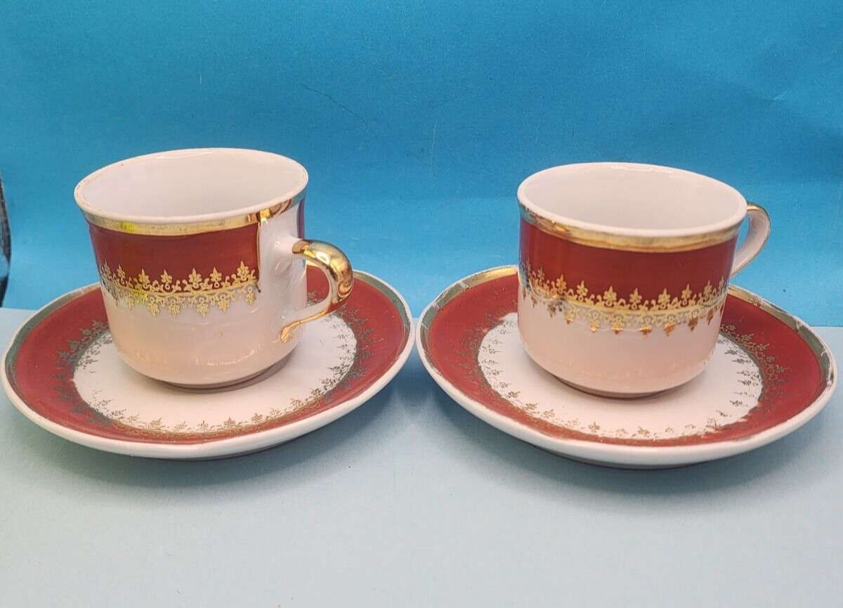 Vintage Boris Kidric Tea Cup & Saucer, Fine Porcelain, Set of 2