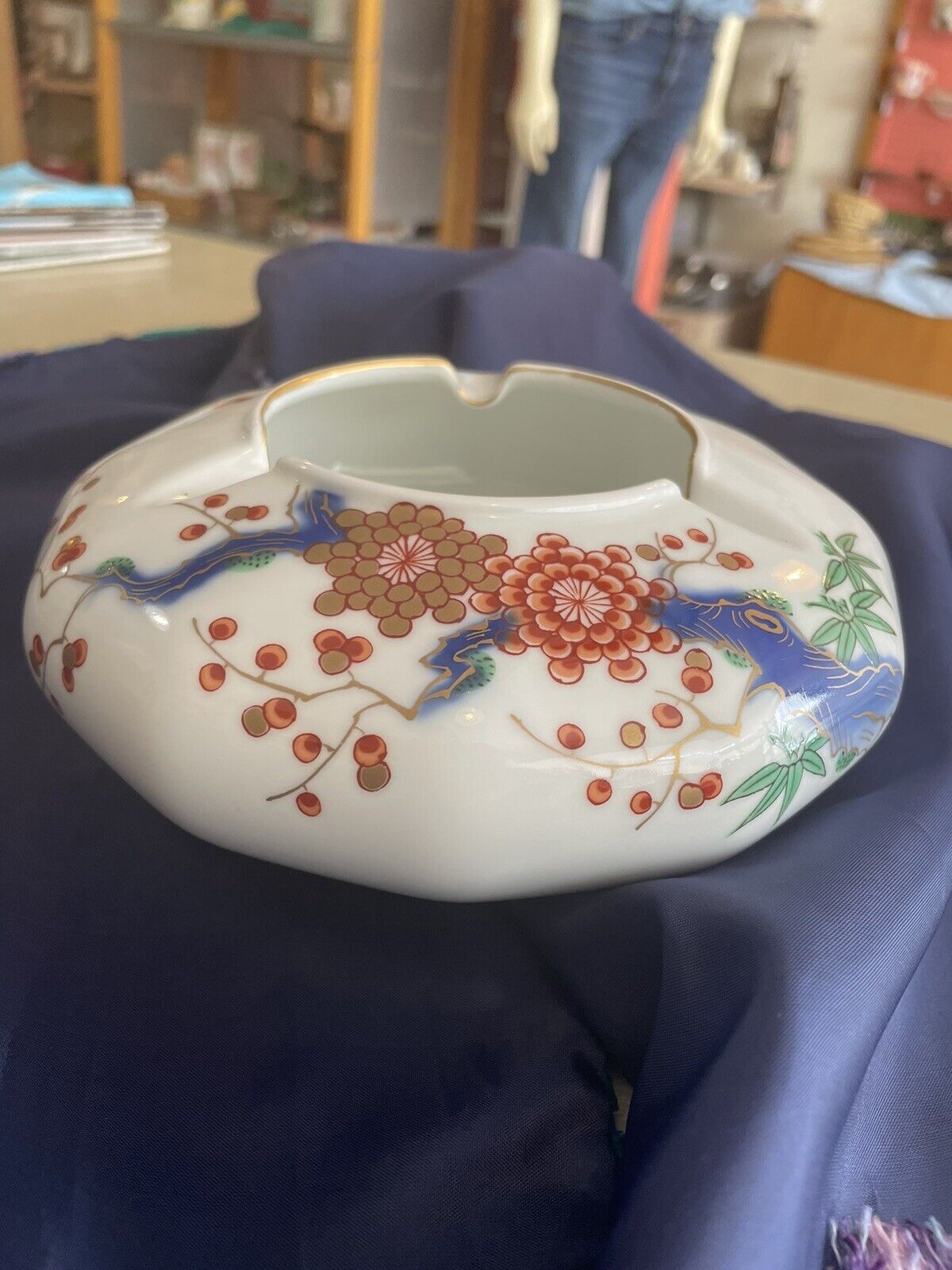 Vintage Arita ware Teapot Holder/ Ashtray Fukagawa Japanese Pottery Haizara