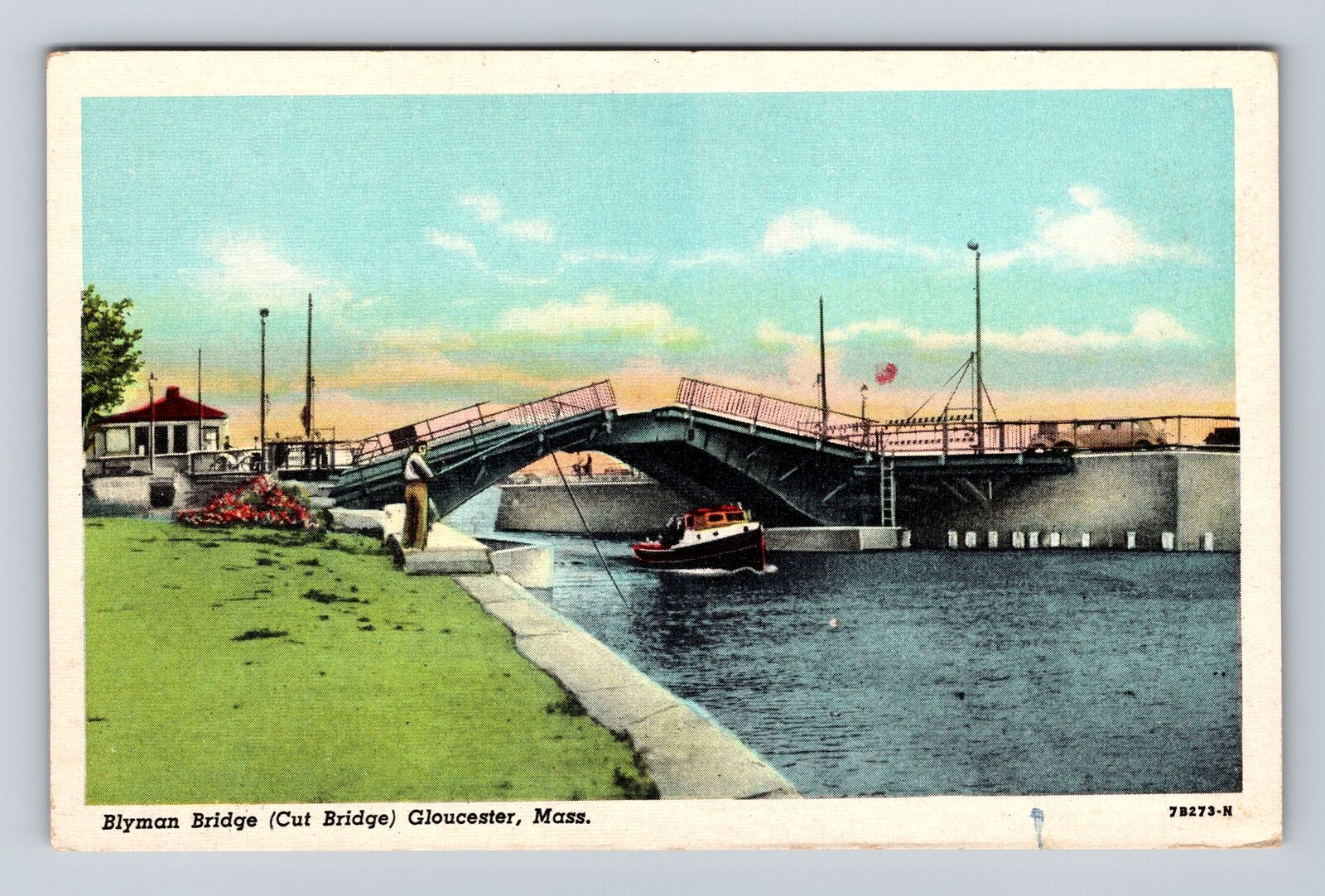 Gloucester MA-Massachusetts, Blyman Bridge (Cut Bridge) Antique Vintage Postcard