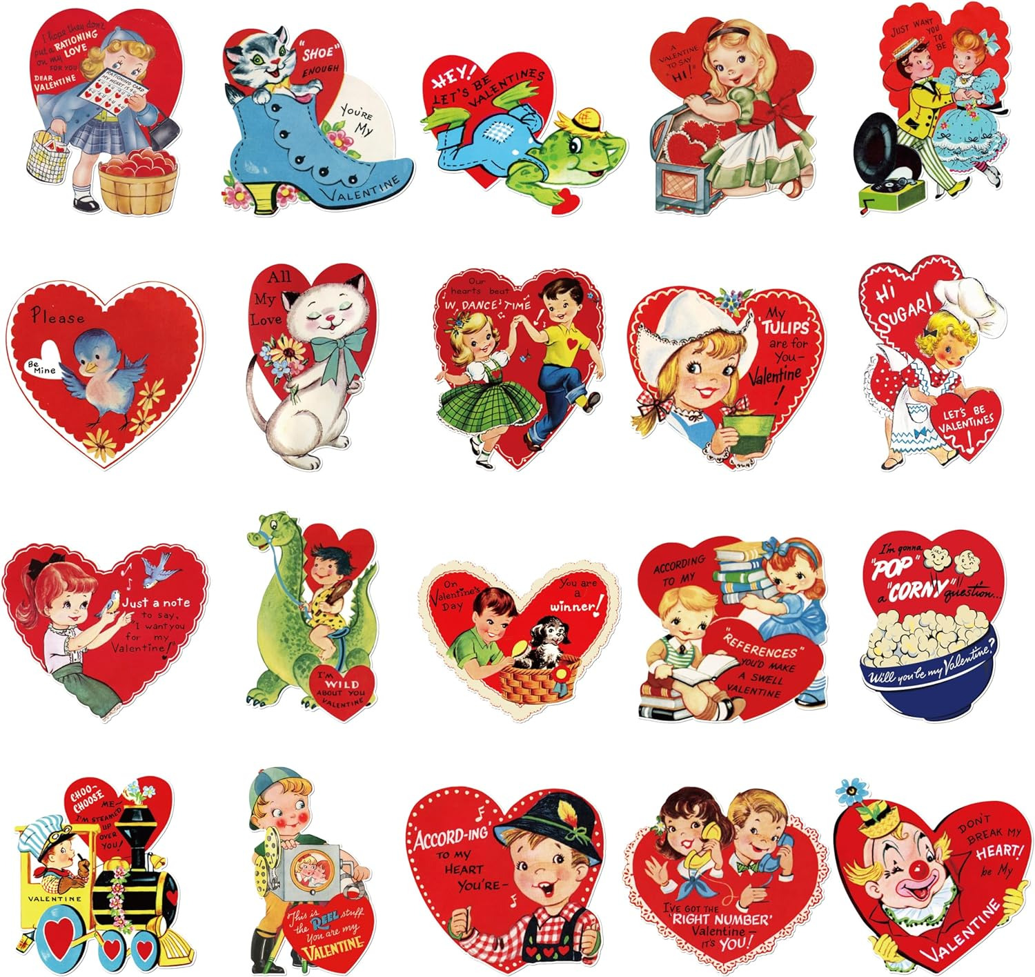 K1Tpde 20PCS Vintage Valentines Day Cutouts Retro Valentine Victorian Cut-Outs C