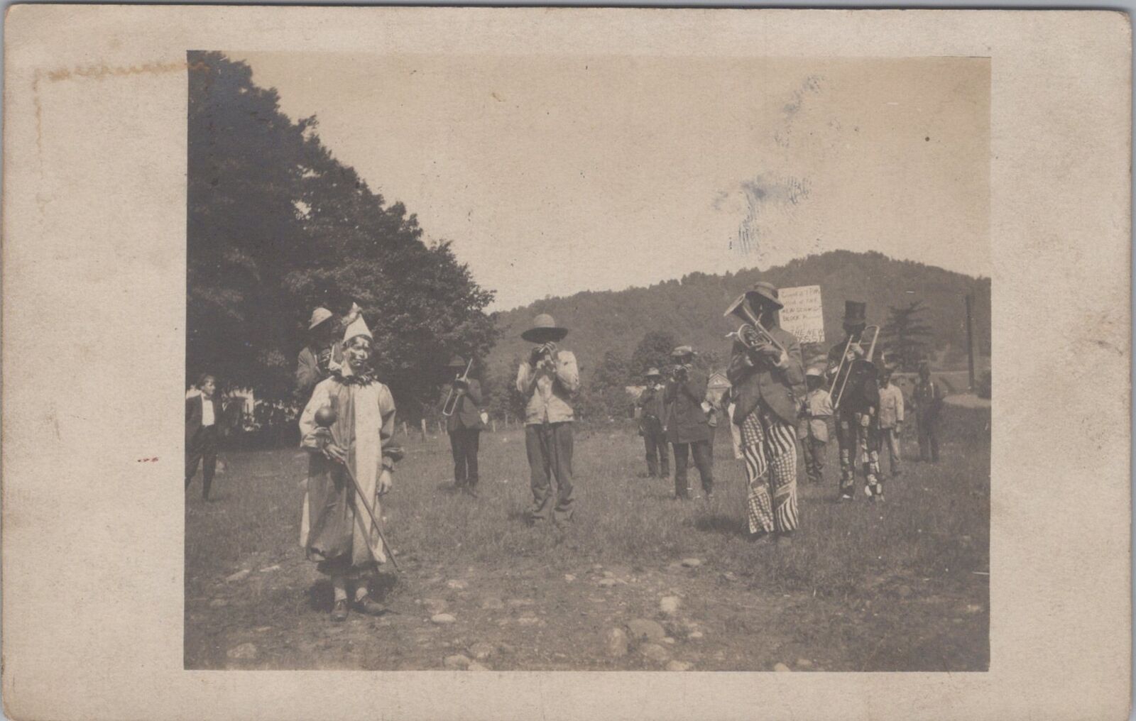 Clown,Costumes Band 4th of July Shelburne Falls Massachusetts 1909 RPPC Postcard