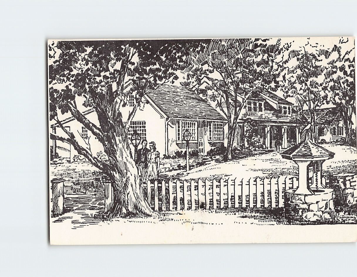 Postcard Beautiful House with a Couple Art Sketch