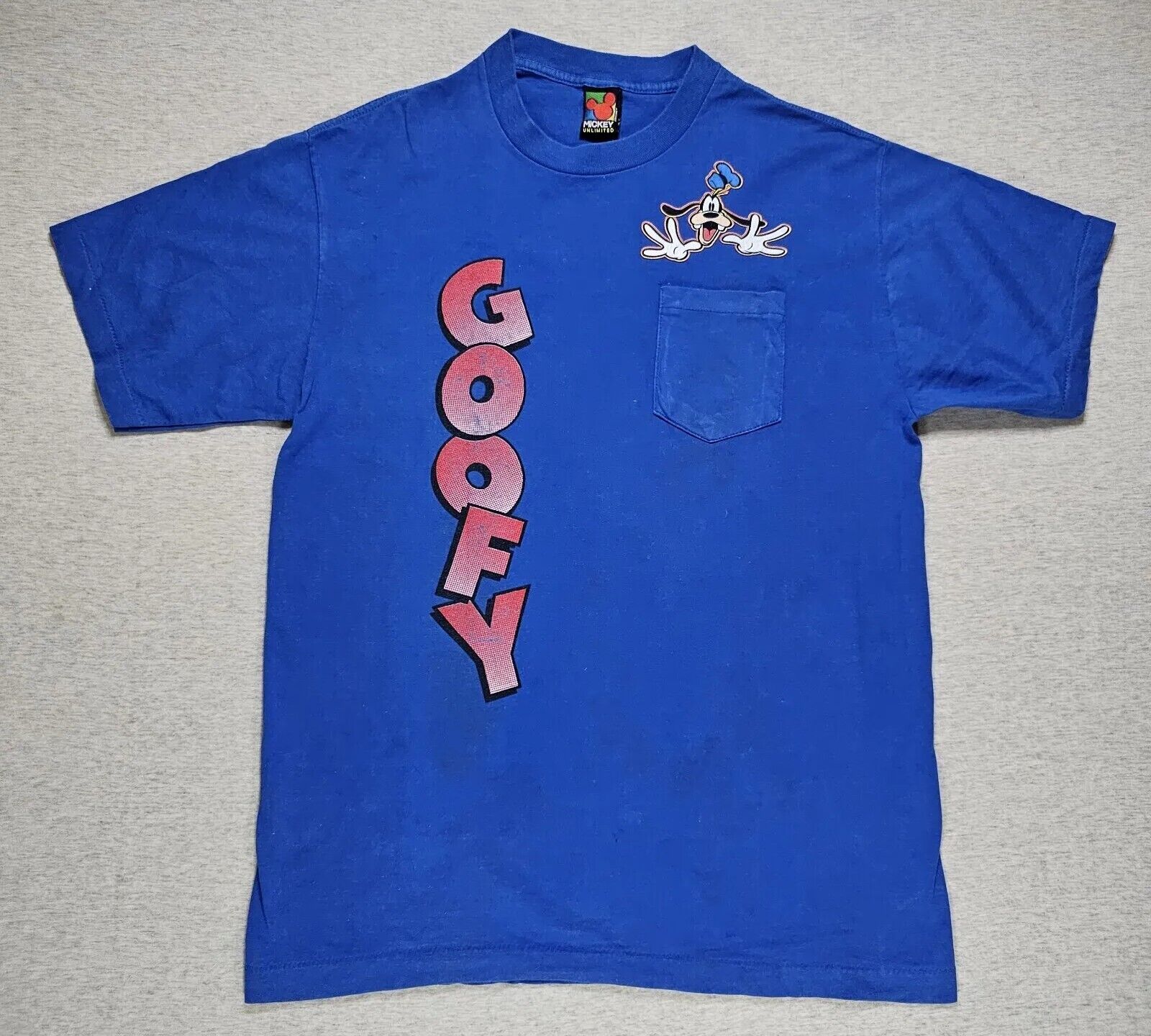 Vintage Disney Goofy Shirt Mickey Unlimited Adult MEDIUM Blue Single Stitch 80s
