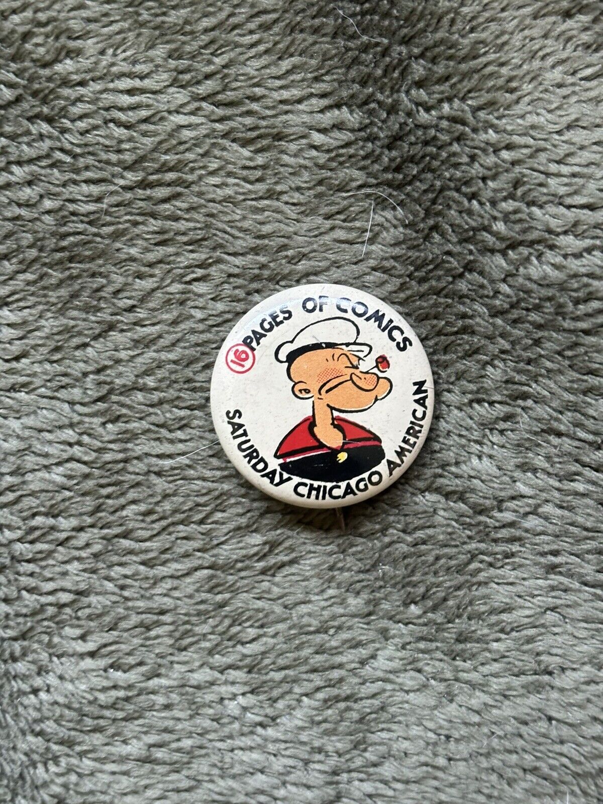 🔥 1930's Pages Of Comics POPEYE Saturday Chicago American Pin Pinback Greenduck
