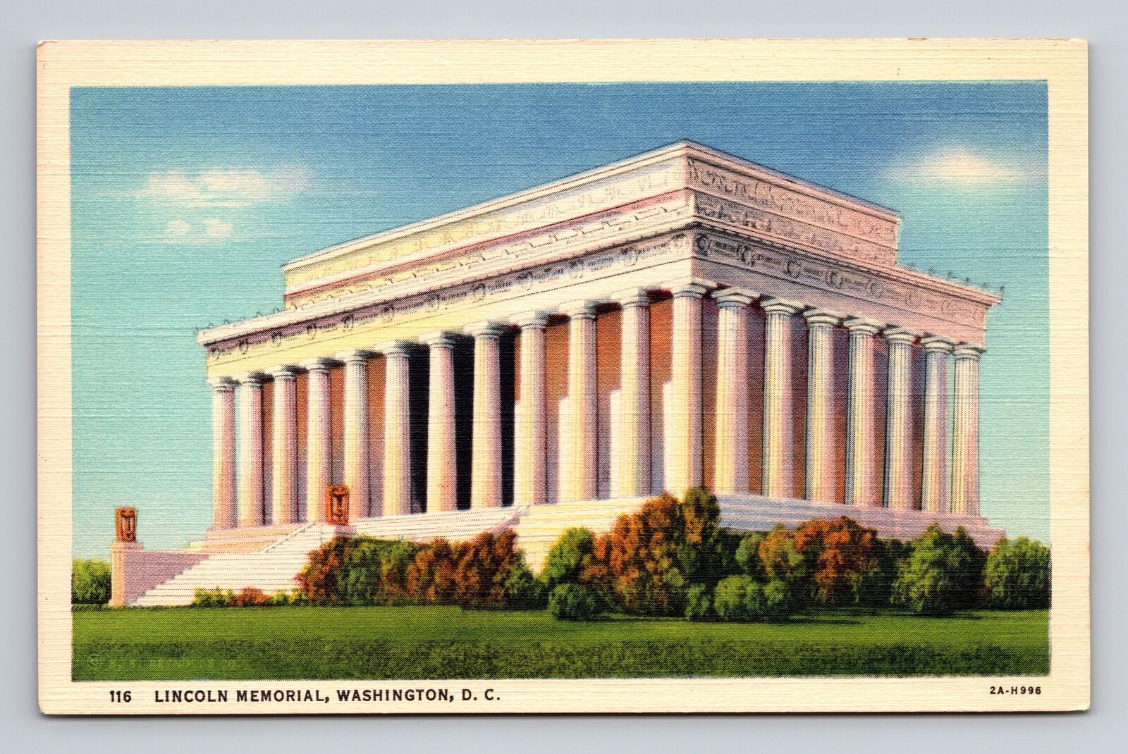 c1932 Linen Postcard Washington DC Lincoln Memorial