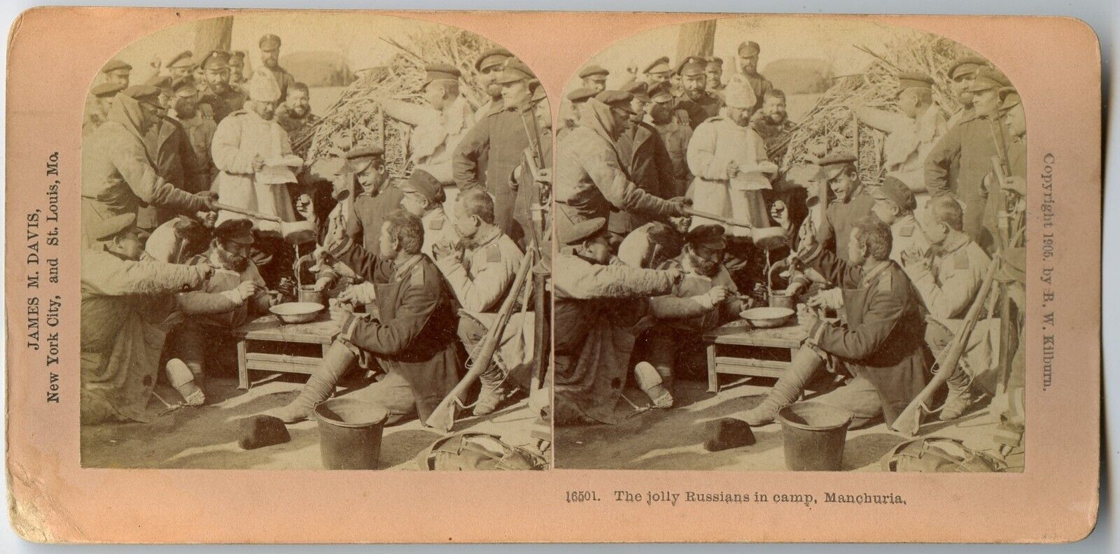 Military Camp Manchuria China, Russia - Japan War, Vintage Photo Stereoview 1905