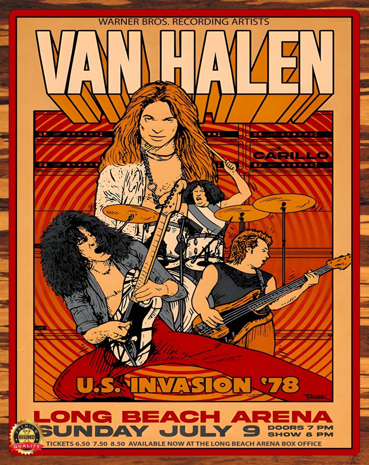 Van Halen - U.S. Invasion - 1978 Long Beach Arena - Metal Sign 11 x 14