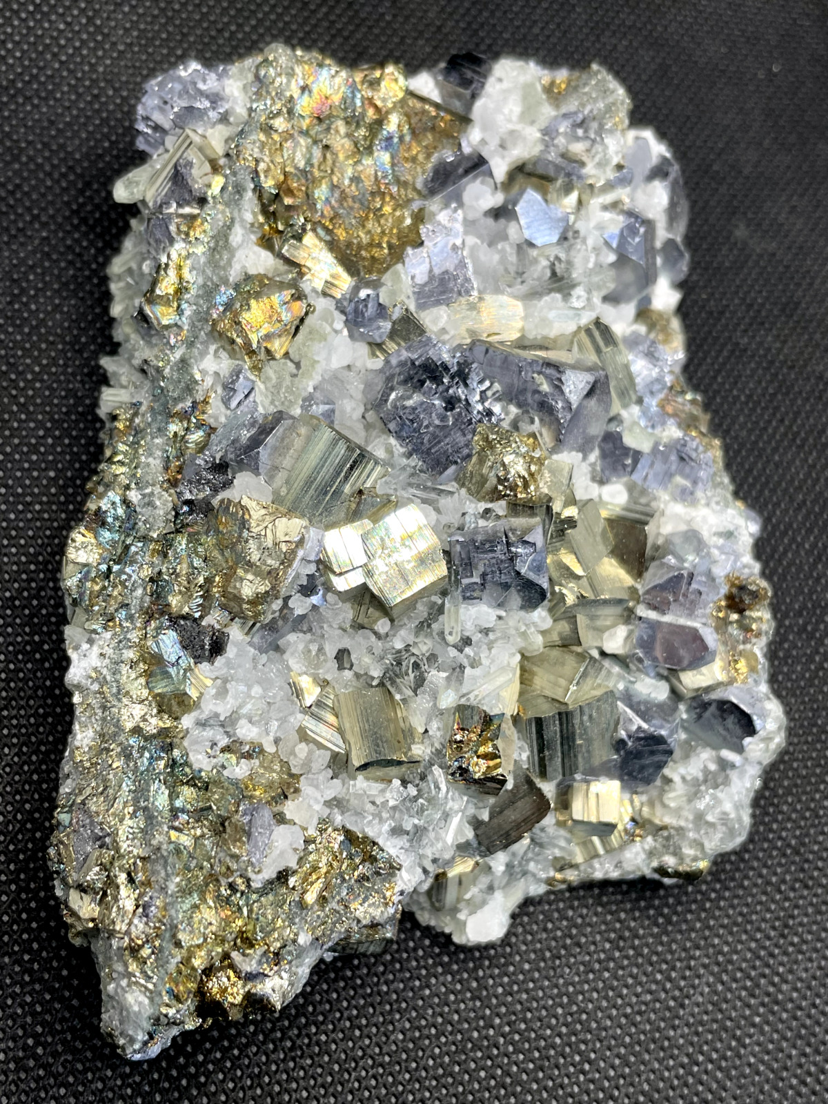 High Quality Rare Natural Spanish Pyrite In Dolomite Galena With Quartz specimen