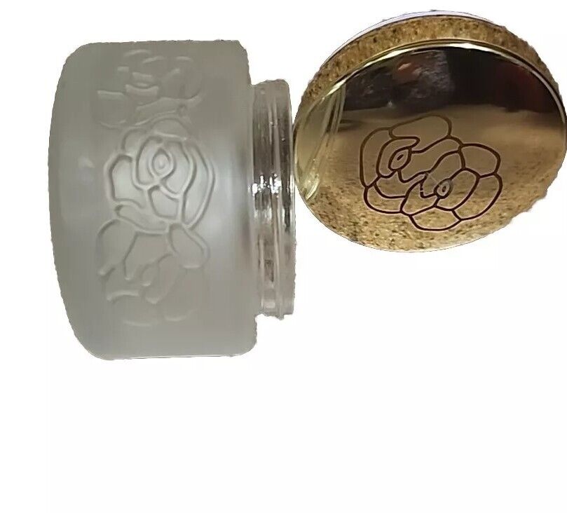 Houbigant Vintage French Cream Perfume Jar Embossed Roses Quelques Fleurs