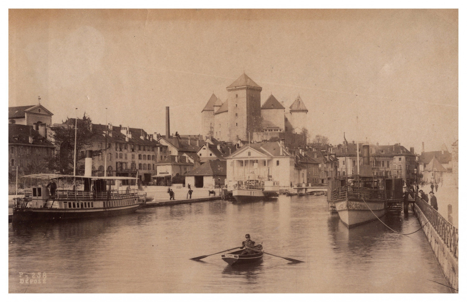 France, Annecy, le Château et le Port, vintage print, ca.1880 vintage print t
