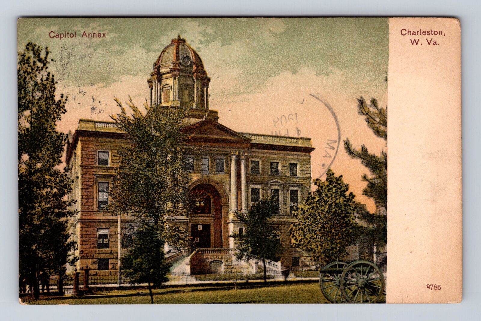 Charleston WV-West Virginia, Capitol Annex, Antique, Vintage c1908 Postcard