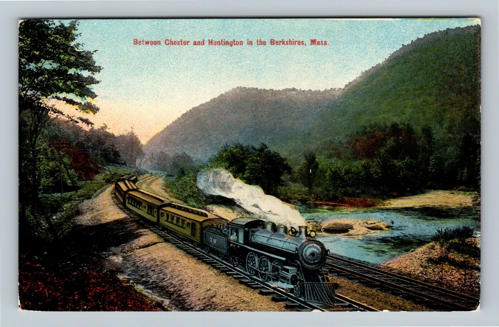 Berkshires MA Train Between Chester & Huntington Massachusetts Vintage Postcard
