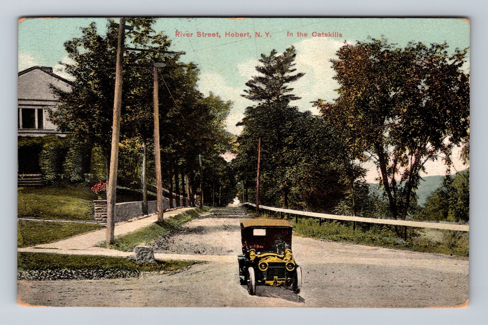 Hobart NY-New York, River Street In The Catskills, Vintage c1916 Postcard