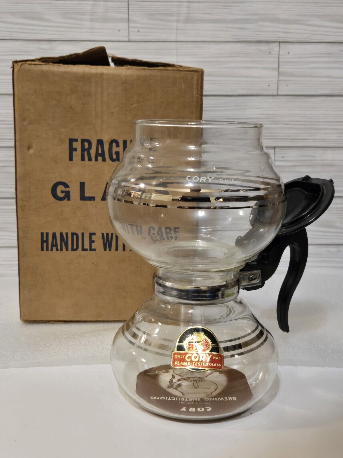 Early Cory Glass Vacuum Coffee Pot Brewer Glass DNL- DNU /w Instructions And Box