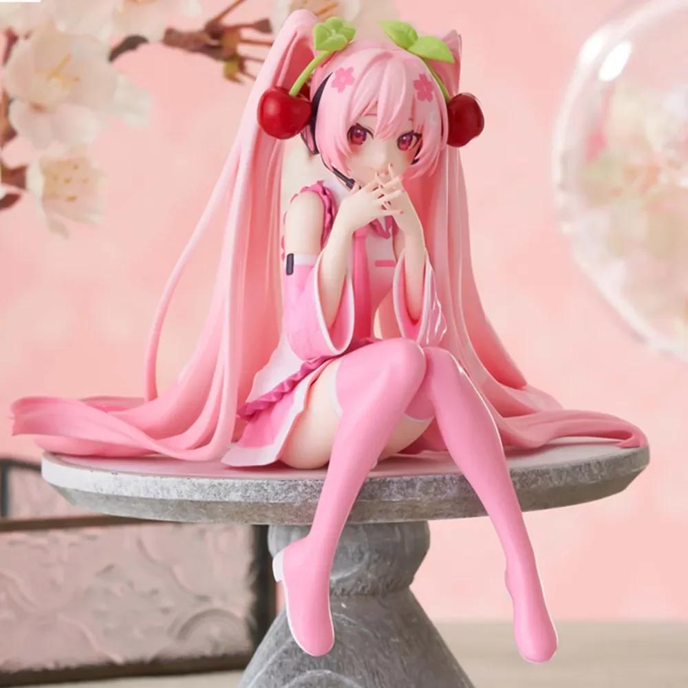 New Hatsune Miku Anime Figure Pink Dress Pvc Model Action Toys Cherry Pink Cherr