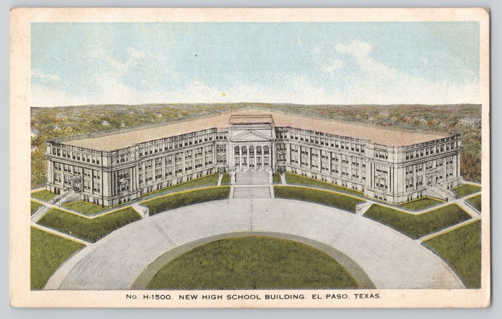 Postcard New High School Building, El Paso, Texas