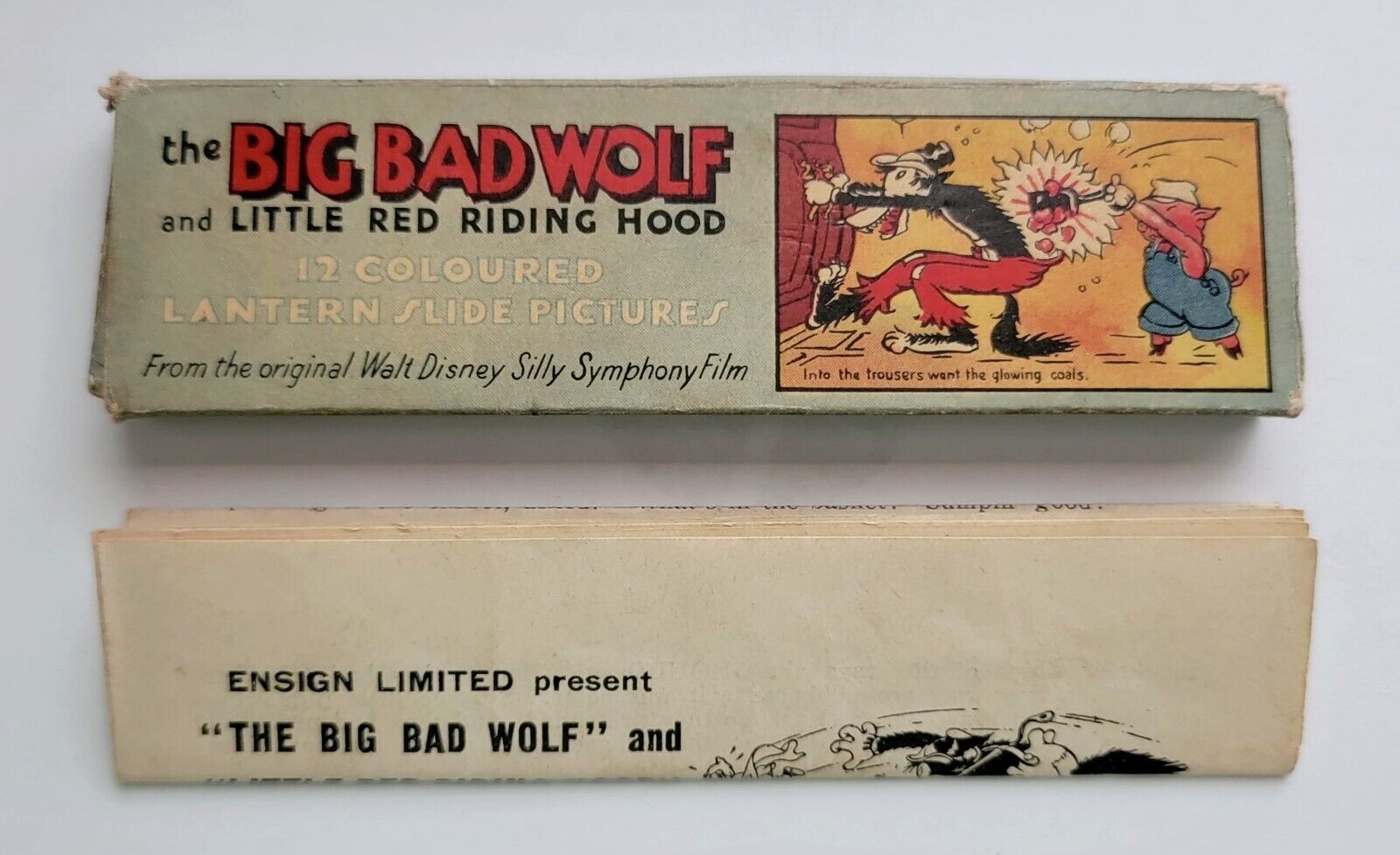 1930s Walt Disney The Big Bad Wolf & Little Red Riding Hood Magic Lantern Slides