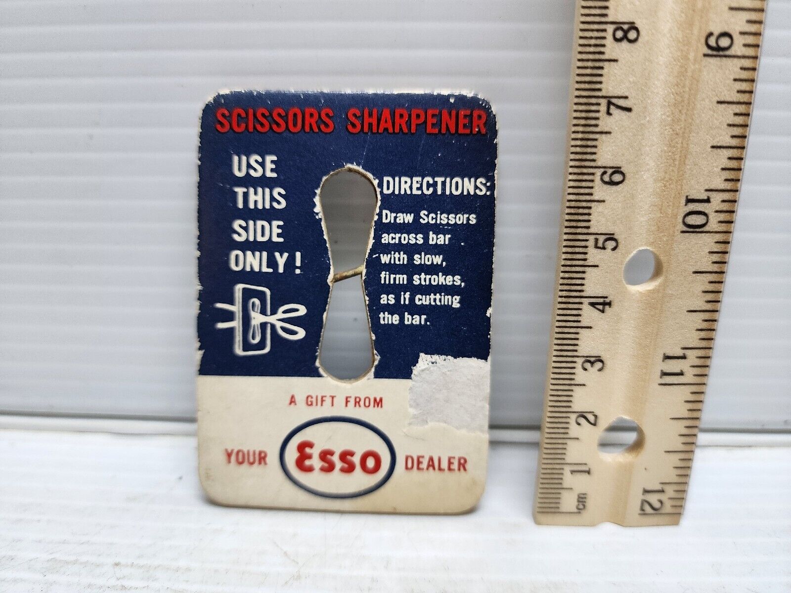 Vintage Esso Scissors Knife Sharpener Gas Station Giveaway Oil Gas 