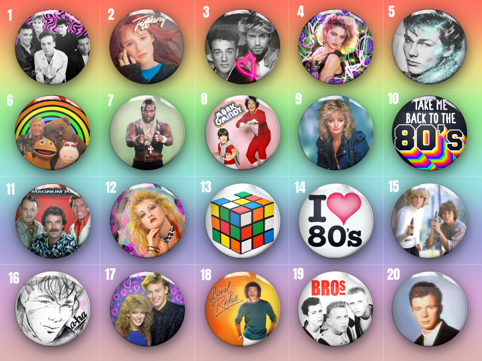 80's Pin Badges | Eighties TV | 80s Music | 80s Bands | 80s Retro Nostalgia