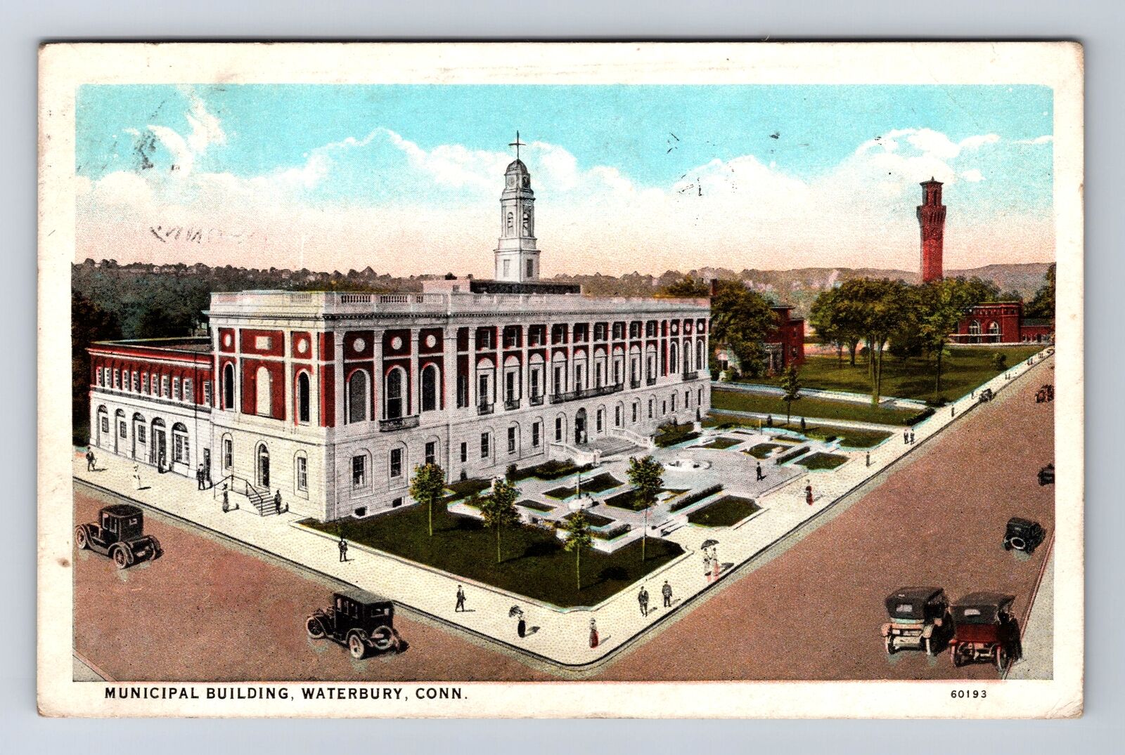 Waterbury CT-Connecticut, Panoramic View Municipal Building, Vintage Postcard