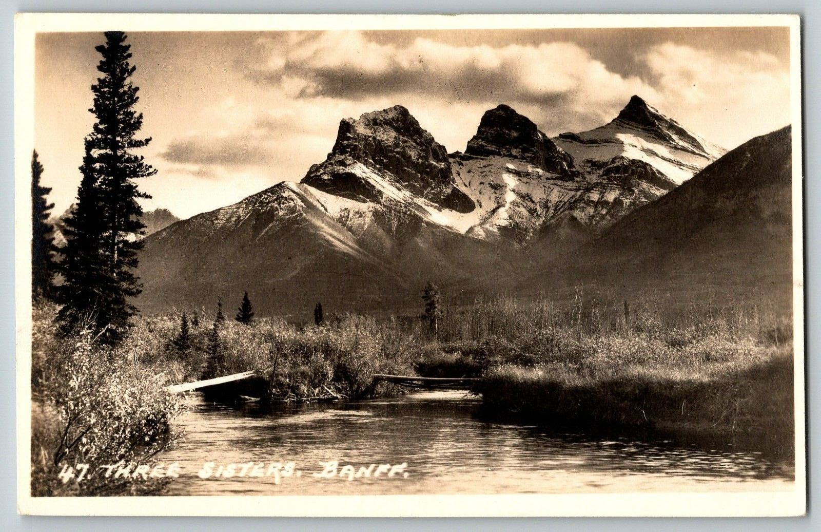 RPPC Real Photo Postcard - Banff, Three Sisters, Panama Pacific 1915