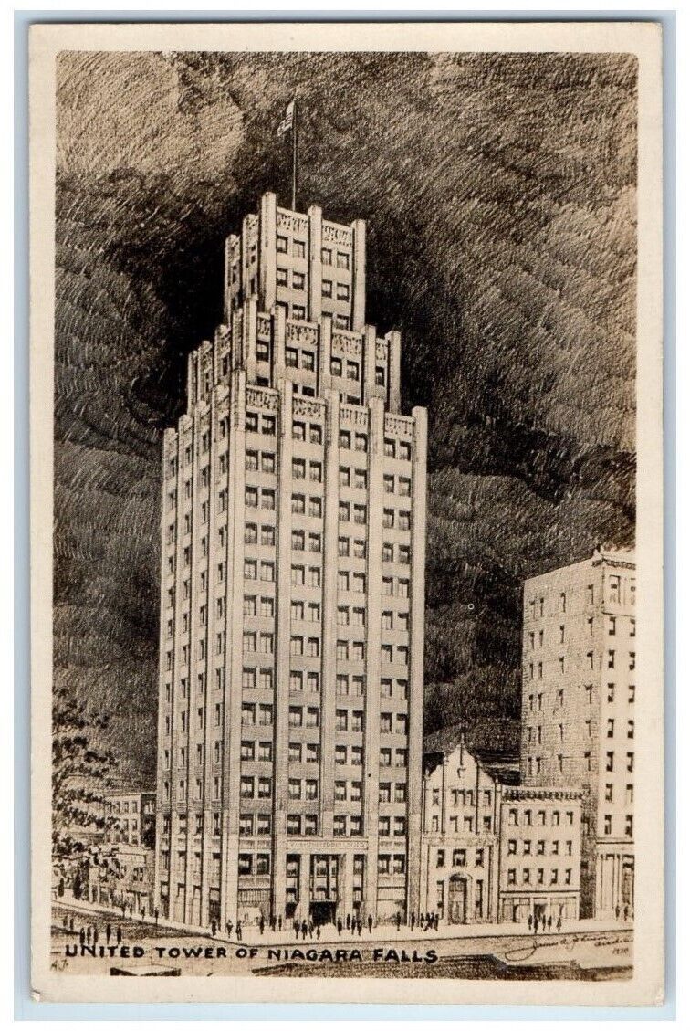 c1920\'s United Tower Building Of Niagara Falls New York NY RPPC Photo Postcard