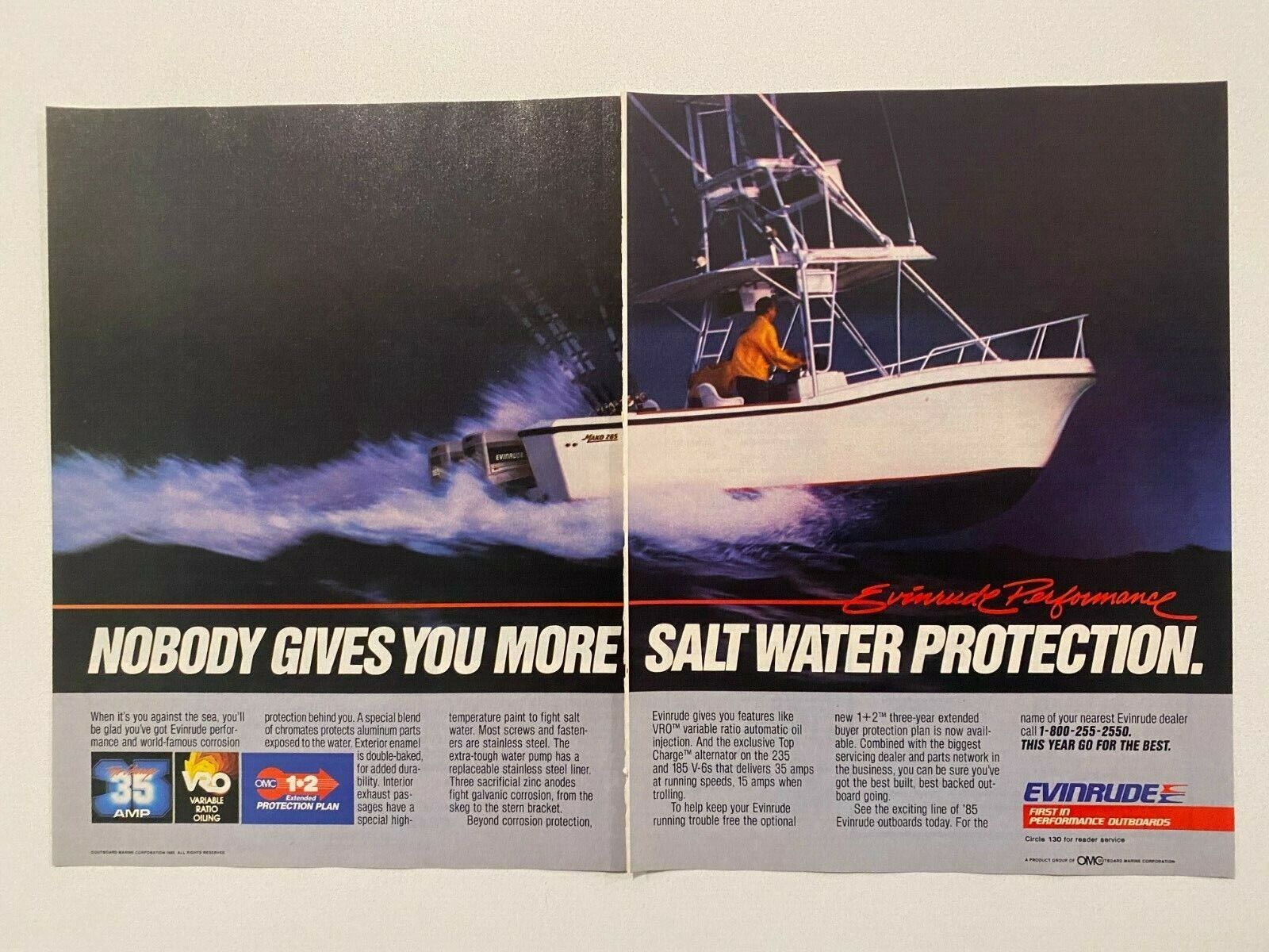 Evinrude First In Performance Outboards Vintage 1985 Print Ad