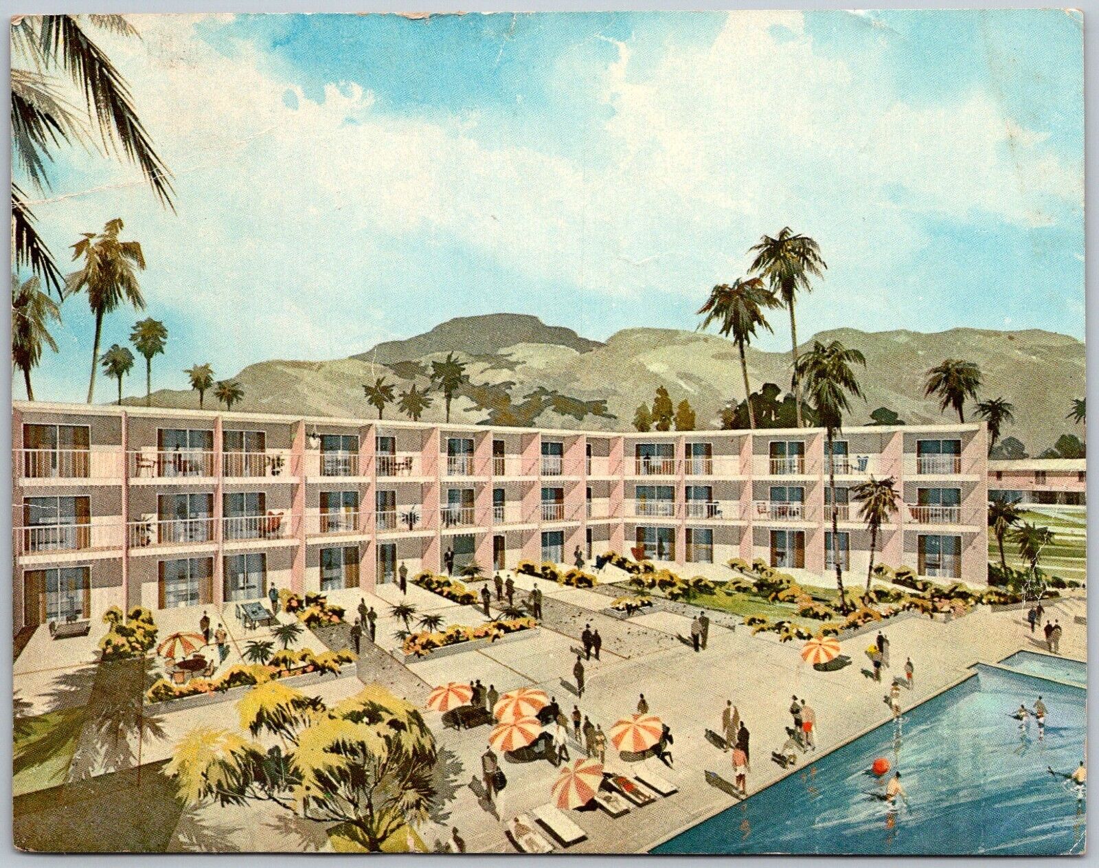 Palm Springs California 1963 Oversize Jumbo Postcard El Mirador Hotel Pool 5.5x7