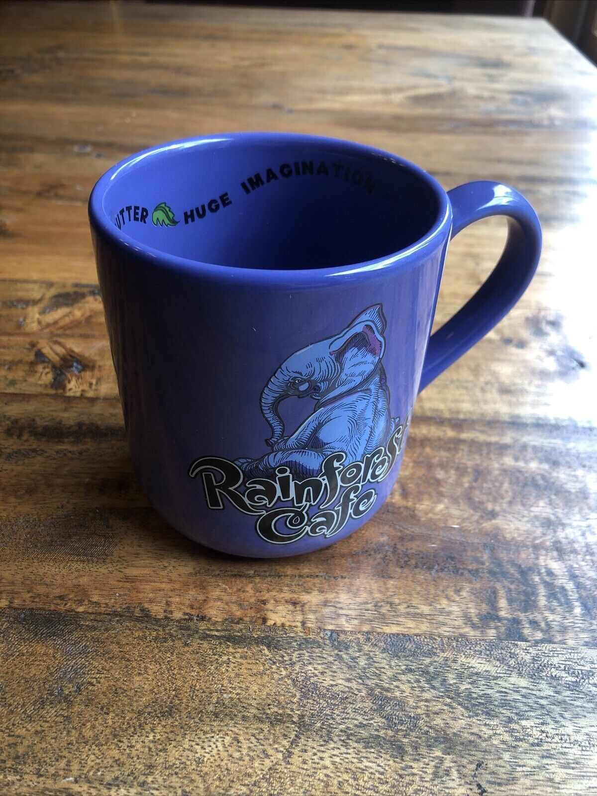 Vintage RainForest Cafe Coffee Cup Mug TUKI Elephant Purple LG 16oz Souvenir