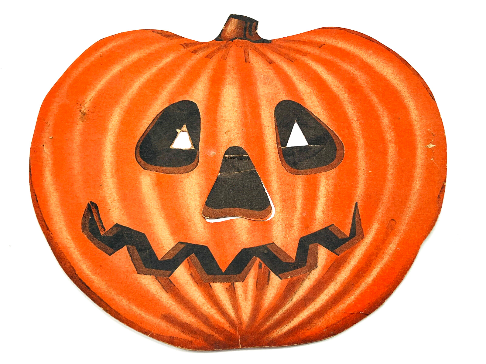 vtg 1930s 40s halloween Pumpkin JOL Cut out Mask WOW