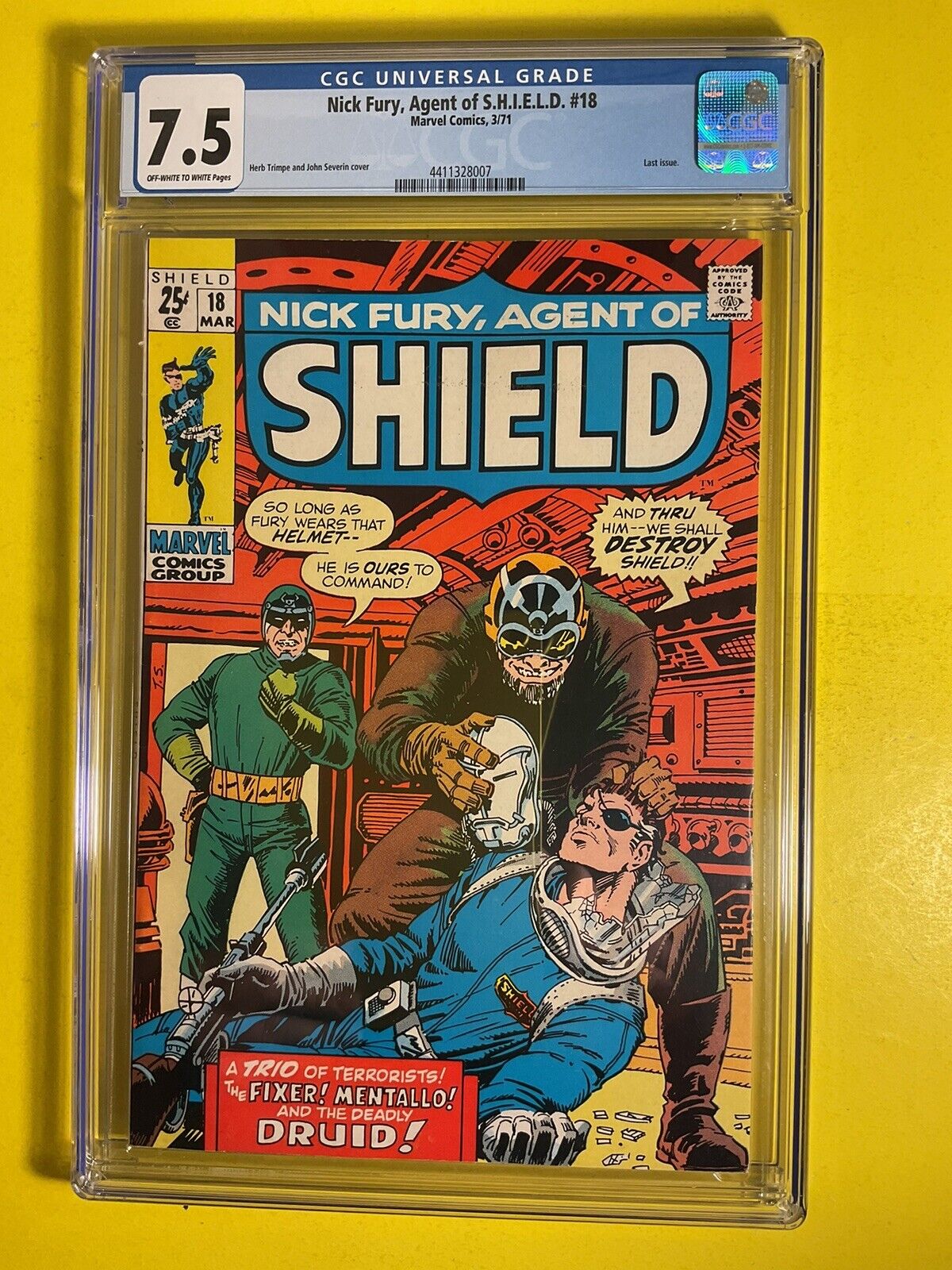 Nick Fury Agent Of SHIELD #18 Final Issue In The Series CGC 7.5 Marvel 1971.