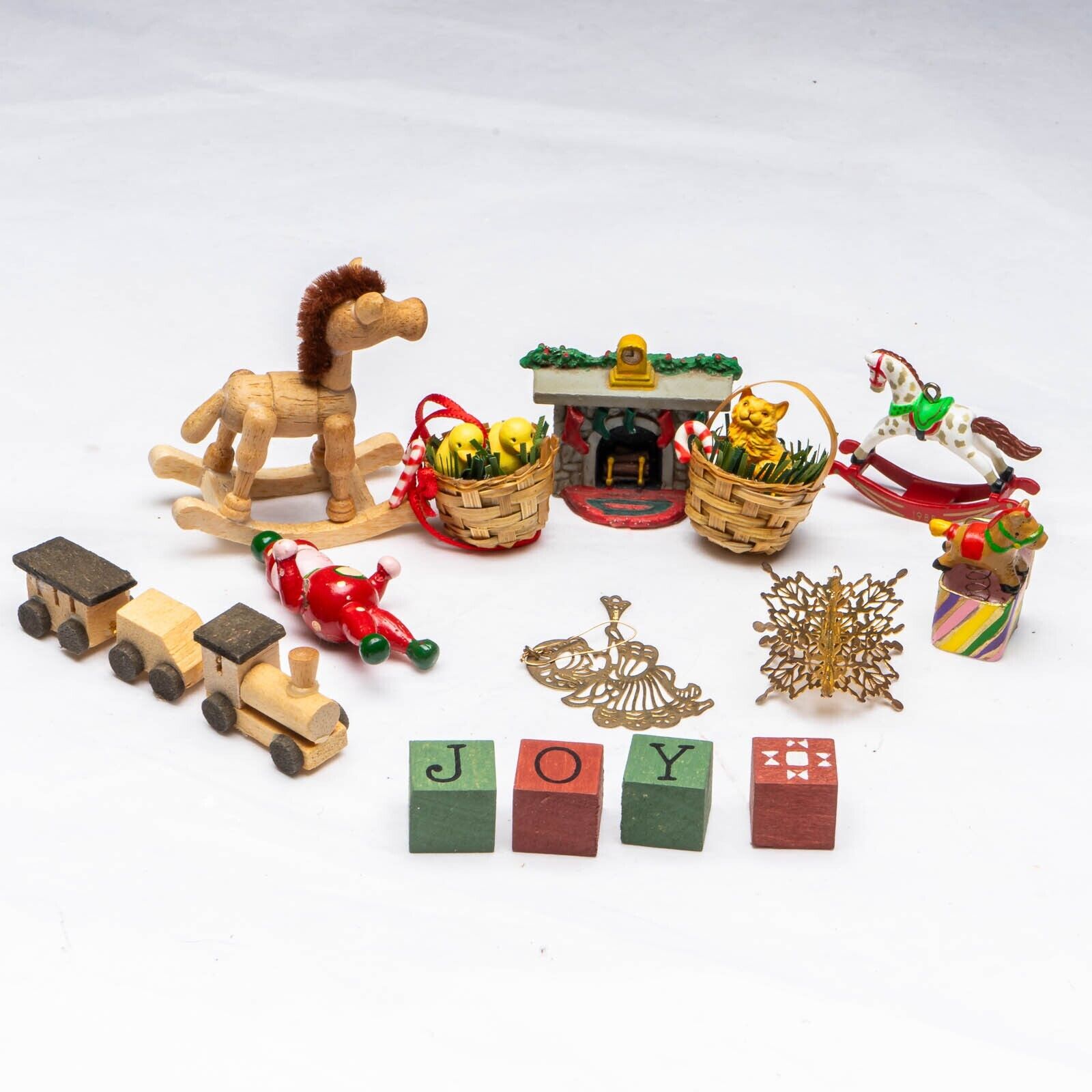 Lot of 11 Miniature Dollhouse Christmas Ornaments Decor Train Joy Angel Vintage