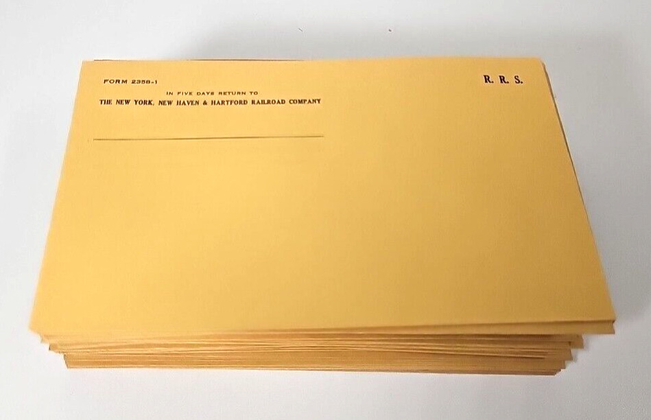 C. 1960s NY, NH, & H Lot Of 80 Form 2358-1 Envelopes New Haven Railroad Ephemera