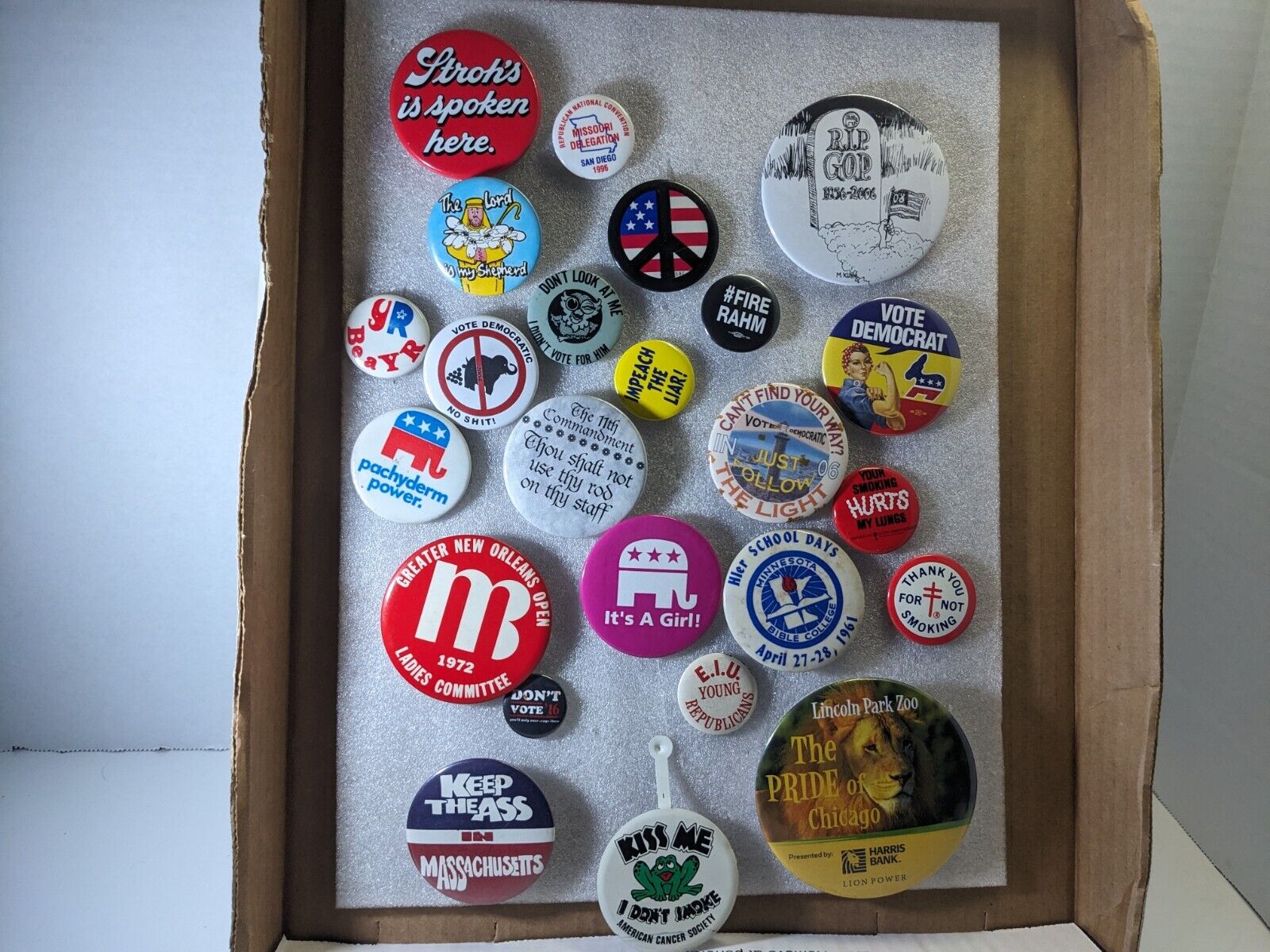 Mixed Lot 24 Of Political Advertising Beer Zoo Pinback Buttons