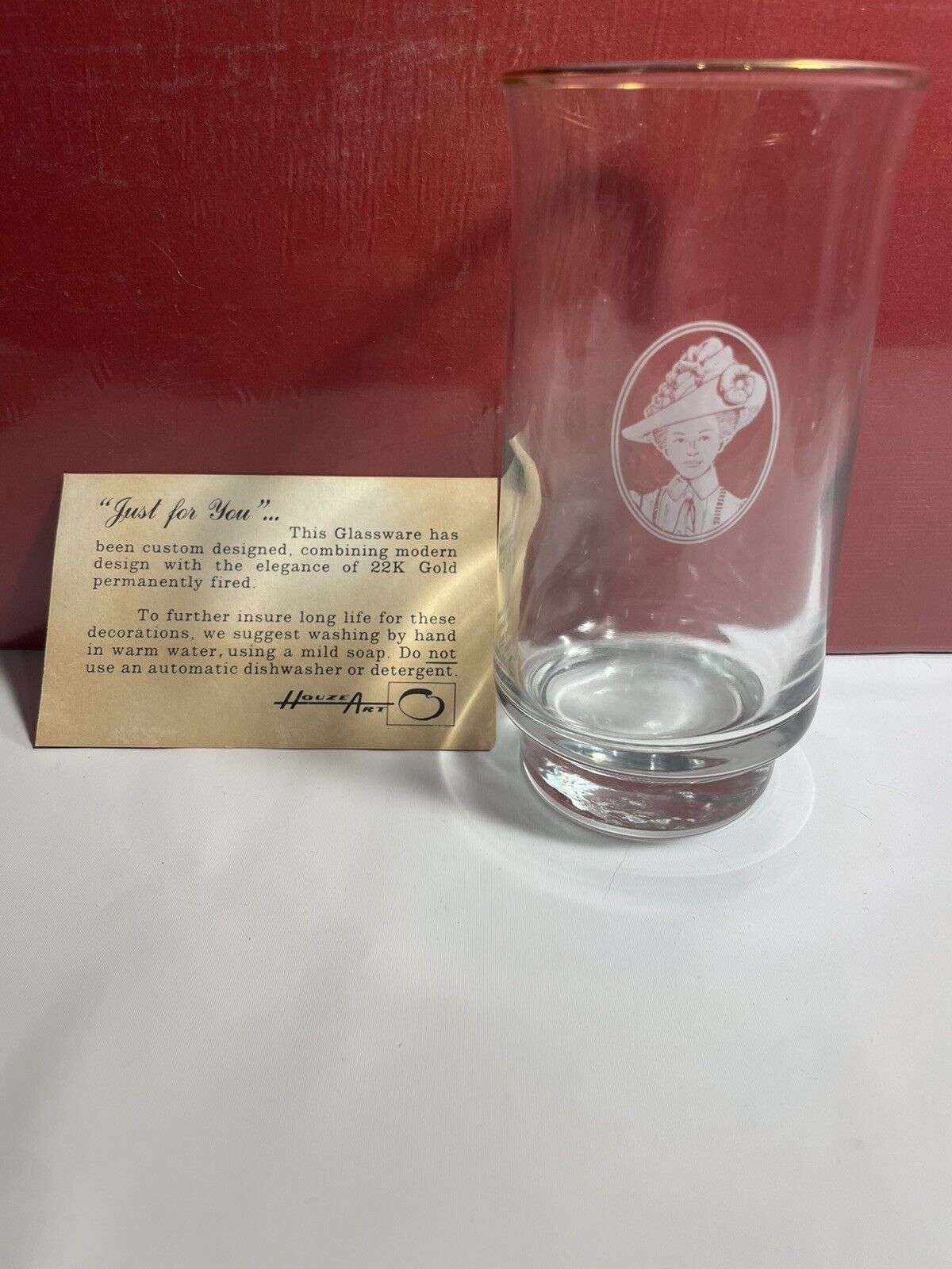 6 RARE VINT 1983 House Art for AVON PFE Albee Cameo Footed Glass Tumblers - NOS