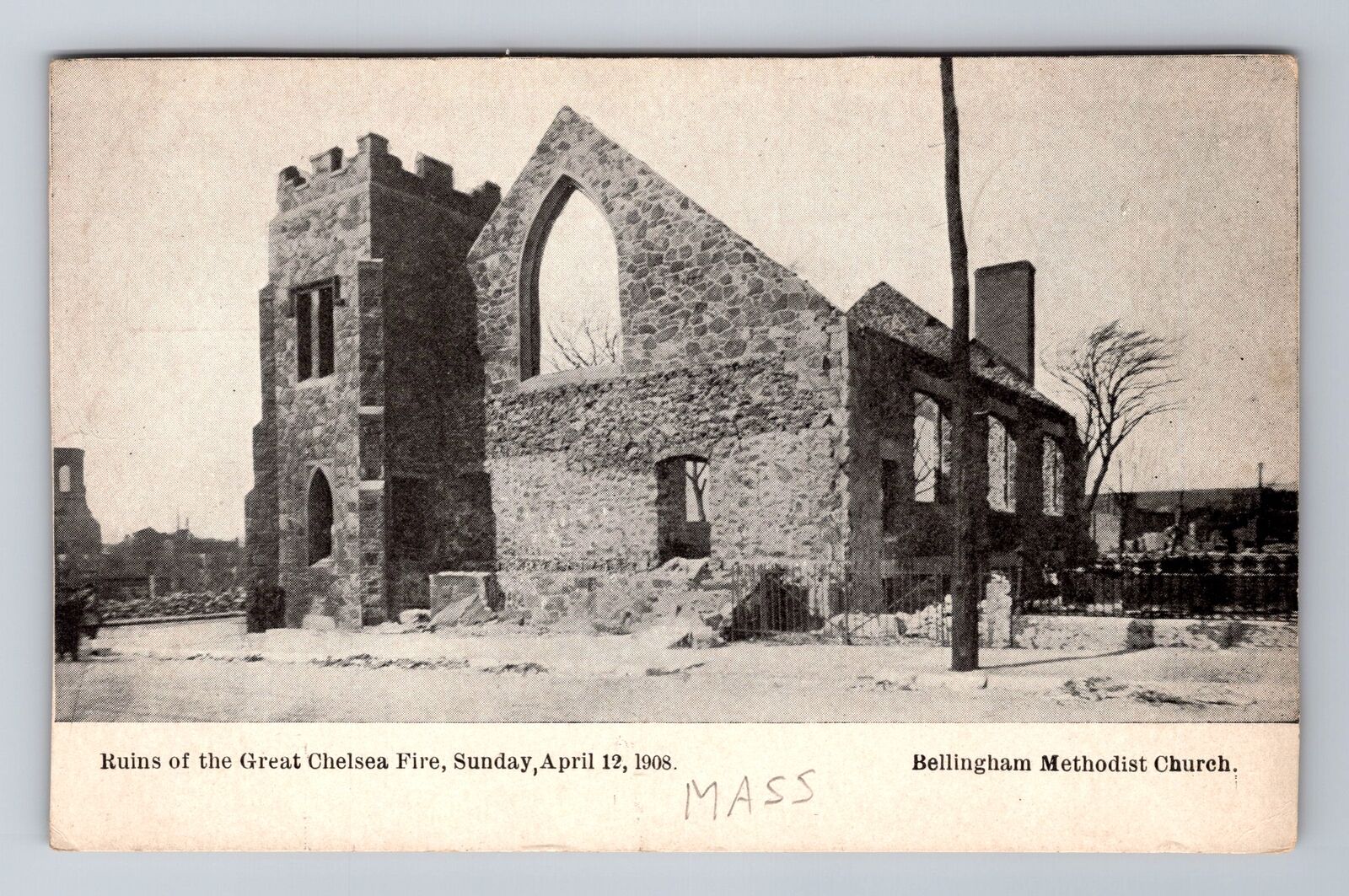 Chelsea MA-Massachusetts, Great Fire Of 1908 Ruins, Antique Vintage Postcard